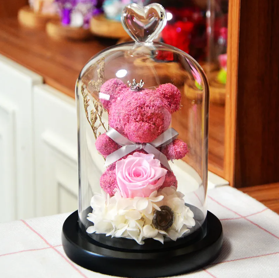Rose Flower Teddy Bear Ornament