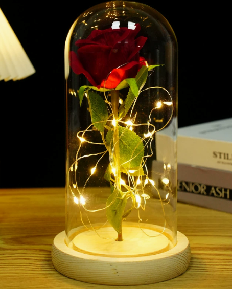 Enchanted Rose LED Glass Dome