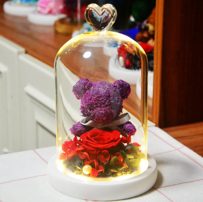 Rose Flower Teddy Bear Ornament