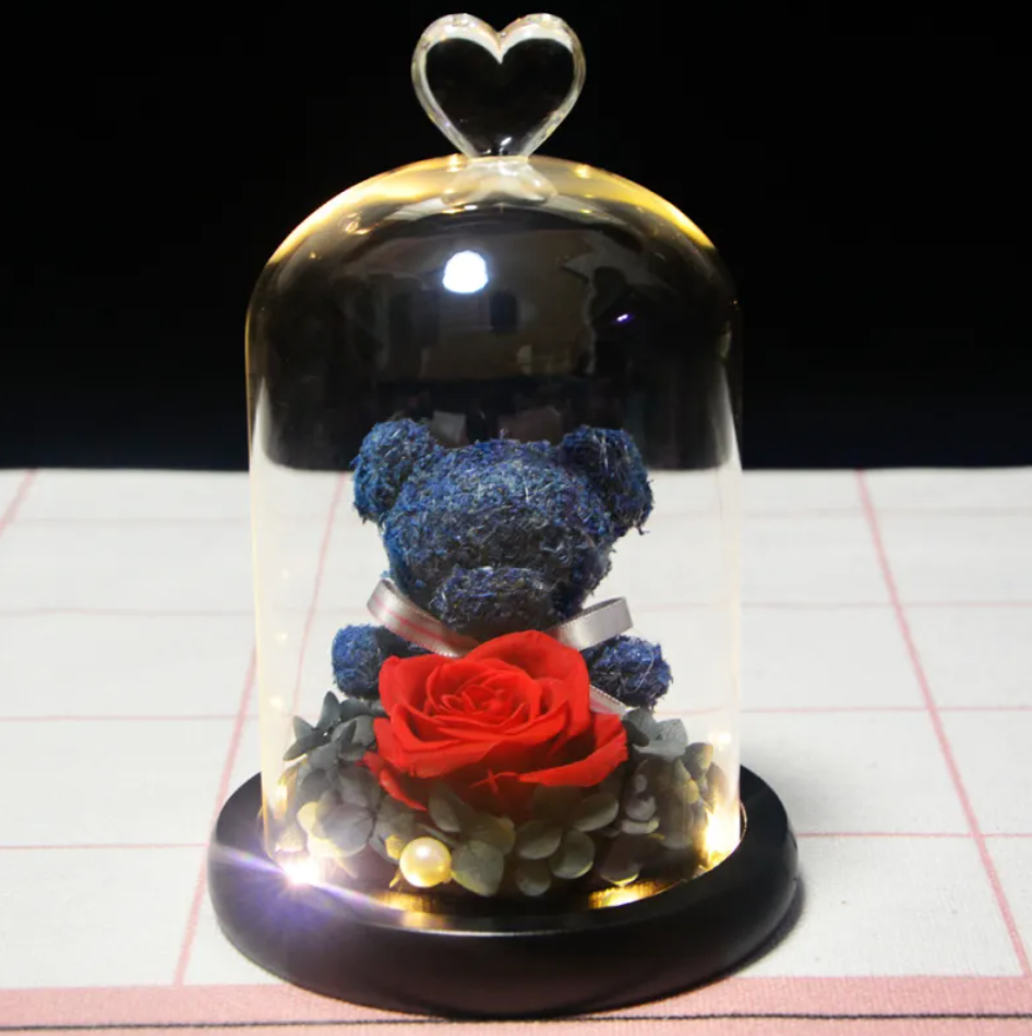 Rose Flower Teddy Bear Ornament