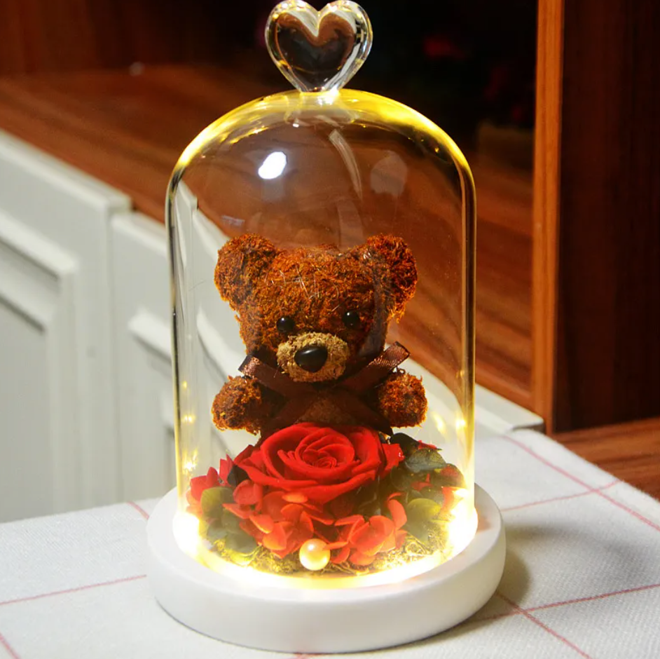 Rose Flower Teddy Bear Ornament