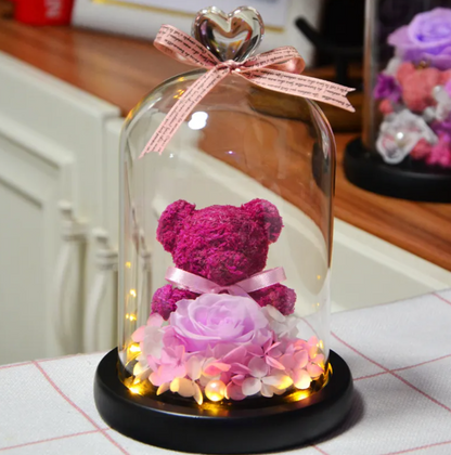 Rose Flower Teddy Bear Ornament