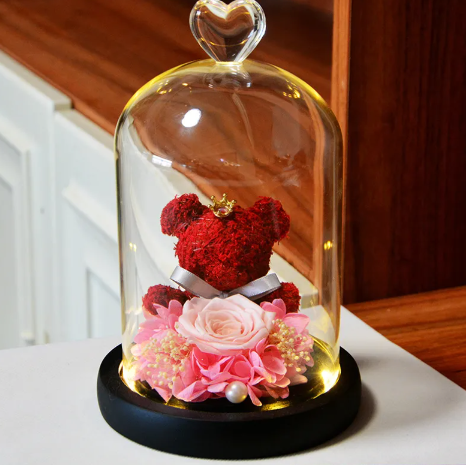 Rose Flower Teddy Bear Ornament