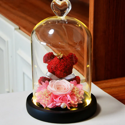 Rose Flower Teddy Bear Ornament