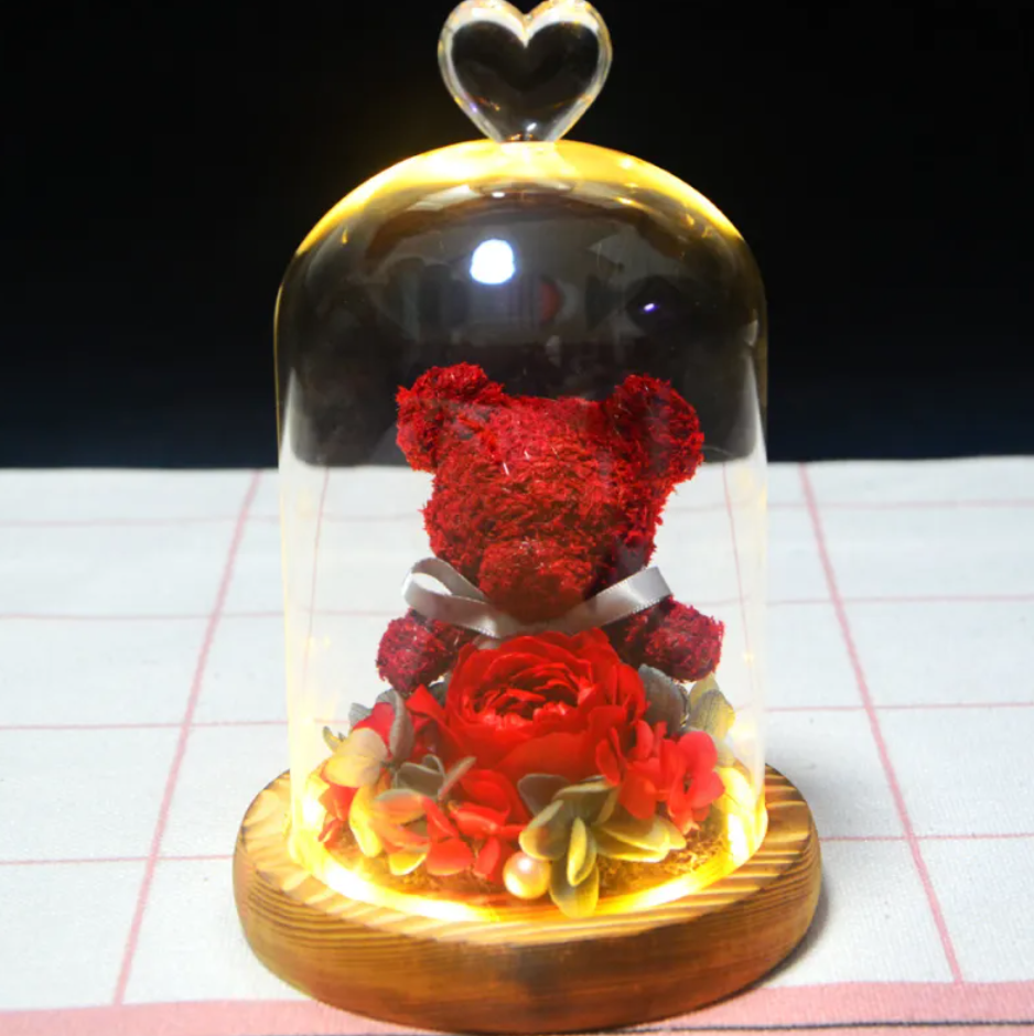 Rose Flower Teddy Bear Ornament