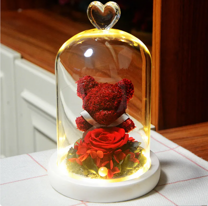 Rose Flower Teddy Bear Ornament