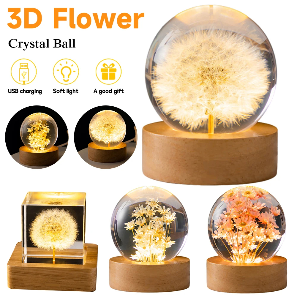 Flower Crystal Ball Night Light