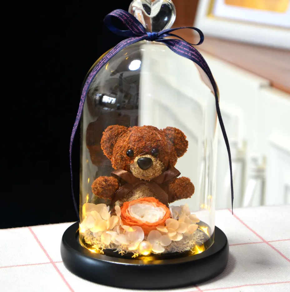 Rose Flower Teddy Bear Ornament