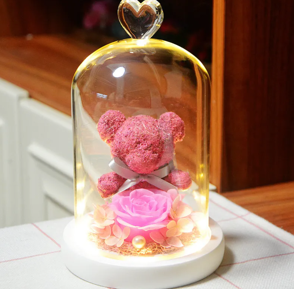 Rose Flower Teddy Bear Ornament