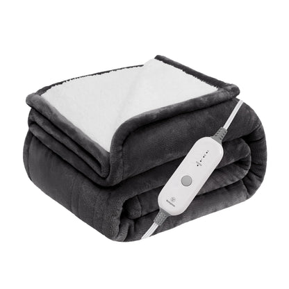 Westinghouse Heated Throw Blanket Electric Blanket Throw with 4 Fast Heating Levels & 4 Hours Auto-Off Flannel to Sherpa Super Cozy Heated Blanket Machine Washable 50x60 inch Charcoal