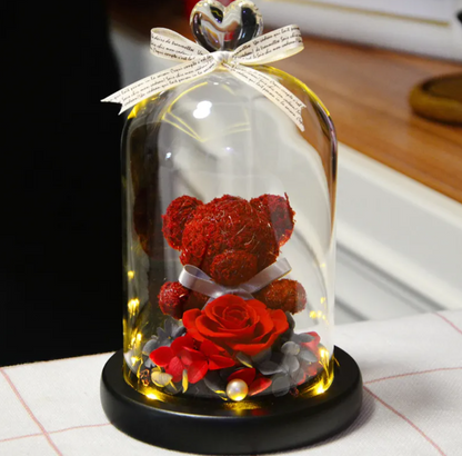 Rose Flower Teddy Bear Ornament