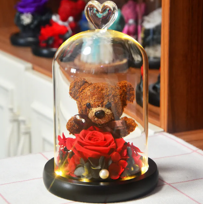 Rose Flower Teddy Bear Ornament