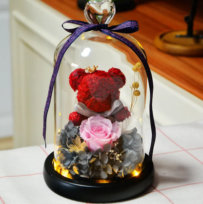 Rose Flower Teddy Bear Ornament
